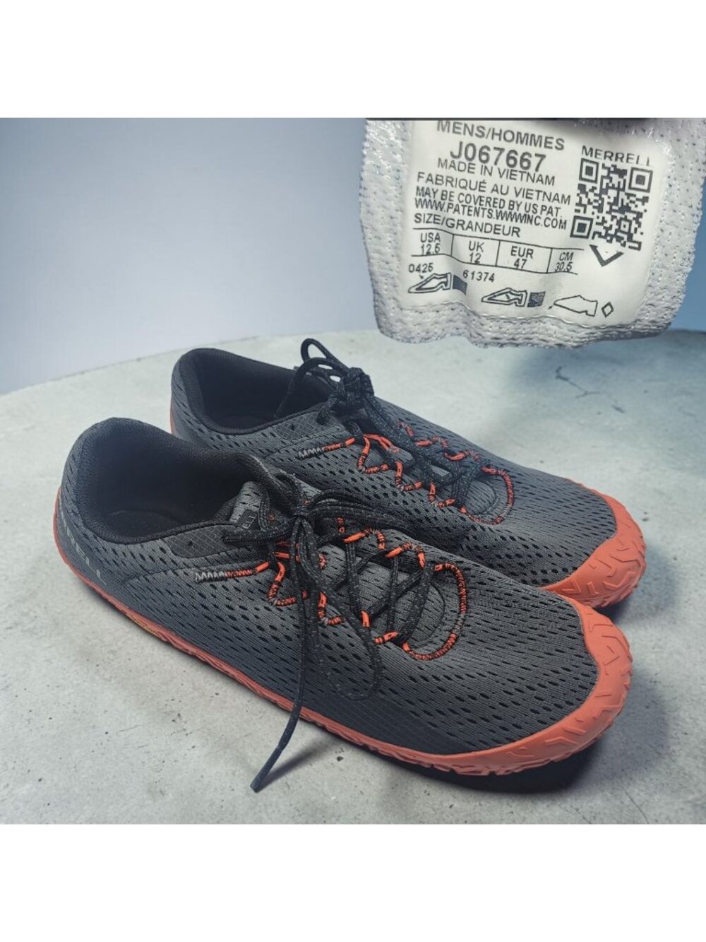 Merrell Vapor Glove 6 Barefoot Shoes Running Trail Outdoors Gray Men’s Size 12.5